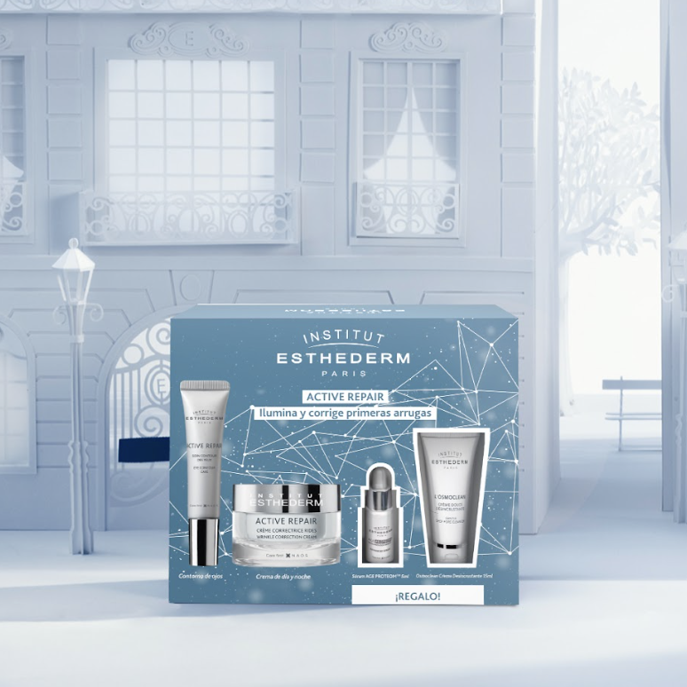 Cofre de Navidad Active Repair con cuatro productos que iluminan y corrigen las primeras arrugas. 